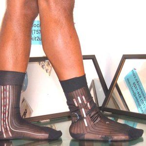 Used Black Men's Sheer Socks Thick N Thin -- TNT's